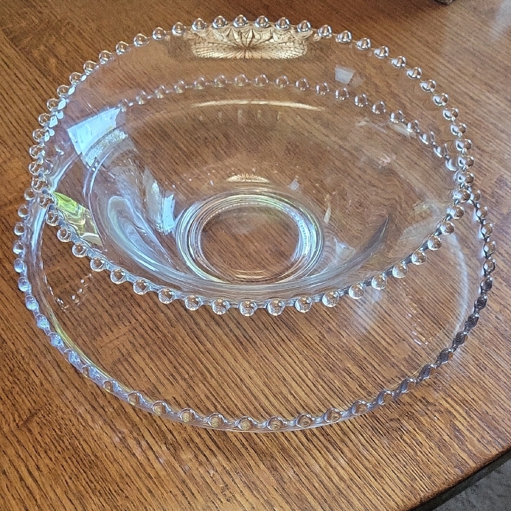 VTG Imperial Glass Candlewick Serving Bowl w/Plate